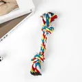 Durable cotton rope dog toy featuring four-color spiral weave and double-knot design - 25g 18cm Multi-color