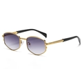 Retro polygon metal sunglasses with gold frame and purple gradient lenses for chic style - Gold Frame Gradient Grey Lens