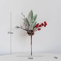 Christmas decoration pick with red berries and pine cones 27cm branch for home decor - Style C (Mixed Red Berries Pinecone)