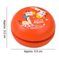 Orange wooden yo-yo with giraffe illustration and I Love You Mom print, 5.5cm diameter - Giraffe Yo-Yo