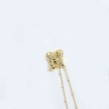 Retro golden necklace with sparkling letter H pendant inlaid with white rhinestones - Style N