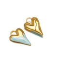 Golden heart pendant with light blue marble enamel finish and polished metal surface - 17x25mm / Light Blue