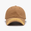 Vintage khaki washed cotton baseball cap with distressed brim and ONE DAY embroidery - Adjustable / Orange