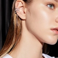 Elegant 14k gold plated ear cuff with cascading chain, pearls, and sparkling crystals - MY34530-Gold Flower Pearl Tassel Three Layer Ear Clip