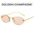 Y2K rimless oval sunglasses with golden metal temples and champagne tinted lenses - Champagne