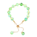 Green faceted crystal bead bracelet with adjustable gold slider chain and accents - Green(K-622)
