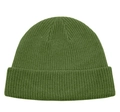 Olive green ribbed knit beanie for men and women with wide fold-up cuff design - Army Green