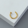 Aro de nariz sin perforación de acero inoxidable chapado en oro con disco plano - Nose Ring / Dorado