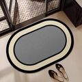 Oval absorbent bathroom mat with grey center and beige layer for modern home decor - Thin Style / 40*60cm / Huijie - Oval