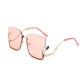Oversize-Sonnenbrille mit rosa PC-Gläsern und goldenen Metallbügeln mit Schwan - Goldener Rahmen/Rosa Verlaufsgläser/Leoparden-Dekor