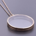 Roségouden ronde medaillon hanger ketting van roestvrij staal met glazen venster - Binnendiameter 40mm / Roségoud