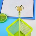 Yellow crystal heart gel pen with translucent green barrel and gold top ornament - Yellow