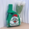 Green Christmas knitted tote bag with Santa Claus pattern on a clean white textured background - 20cm Base / Green Santa