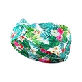 Bohemian knotted headwrap with tropical palm leaves and pink hibiscus floral pattern - 17# Tropical Hibiscus Pink