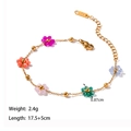 Bracciale in acciaio inossidabile dorato con fiori di cristallo colorati e catena - Bracciale / Oro / Multicolore