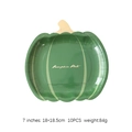 Green pumpkin shaped disposable paper plates with gold Pumpkin Plate text 10pcs set - 7 Inch Green Pumpkin Plates 10PCS