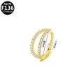 F136 Titanium double row zircon hinged ring in golden finish 1.0mm x 8mm size - 8mm / Gold Double Layer Rhinestone
