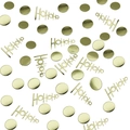 Golden HOHOHO and round metallic confetti for Christmas party table decorations - Gold Card Dots + Hohoho Confetti