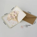 3D pop-up floral greeting card set with a brown kraft envelope and flower seal sticker - HK8015-Style B