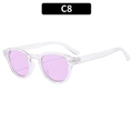 Vintage round sunglasses in clear frame and light purple lenses with silver metal hinges - Transparent Purple