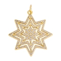 Macro shot of gold star pendant with cubic zirconia inlay and layered octagonal structure - Zircon Octagonal Star