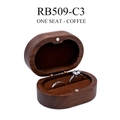 Oval walnut wood ring box in coffee finish with single seat for engagement jewelry - Solid Wood Lid Single Slot Coffee (RB509-C3)