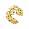 Close-up of golden metallic ear cuff featuring a series of connected 3D star shapes - 3D Star Linked Shape (Gold Color VJ652)
