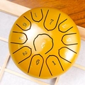 8-note steel tongue drum in vibrant yellow finish with numbered scales for meditation - Gilded Gold - Panda (6 Inch 11 Notes)
