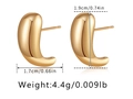 Detailed size specifications for teardrop gold stud earrings with weight of 4.4g - Metal Bean Style (KE1118) / Gold