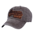 Detailed close-up of vintage washed baseball cap with Always New York City embroidery - Adjustable / Coffee