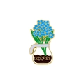 Cute enamel brooch featuring blue flowers in a coffee pot for backpack decoration - Forget-me-not Glass Pot (CZ2464-5)