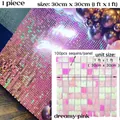 Dreamy pink shimmer wall backdrop for parties, 30x30cm panel with 100 sequins - Holographic Pink