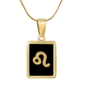 Minimalist 18K gold-plated Leo constellation necklace with square black pendant - Leo