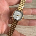 Elegant gold square dial watch with elastic metal strap and diamond markers for women - White Dial