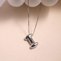 Minimalist silver letter I pendant necklace with polished metal finish and box chain - Letter I - Silver