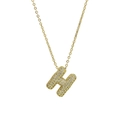 18k gold plated brass balloon letter H pendant necklace with micro-pave cubic zirconia - Letter H Necklace