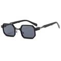 Retro hip-hop square sunglasses with black thick frames and dark grey UV lenses - Black Frame Black Grey Lens