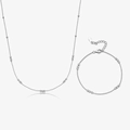Minimalistisches 925 Sterling Silber Perlenkette und Armband Set in elegantem Silberfinish - Silber Halskette Armband Set