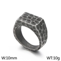 Anello sigillo uomo 10mm in acciaio inossidabile 316L martellato finitura vintage - US 7 / Nero (KR105954-KJX)