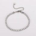 Silbernes Edelstahl-Tennisarmband mit quadratischem Zirkonia und Karabinerverschluss - 4mm 18+5cm / Silber