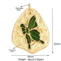 Goldener Schmetterlingsanhänger mit grüner Emaille, 18x22mm groß für die Schmuckherstellung - Grüner Emaille-Zentrum Schmetterling