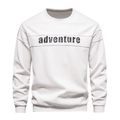 Sudadera de hombre de manga larga con estampado adventure, cuello redondo en blanco roto - S / Beige
