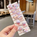 10-piece set of pink elastic hair ties with cute cartoon resin pendants for girls - Purple Series 10-Piece Set