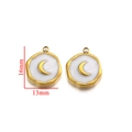 Gold stainless steel crescent moon pendant with white inlay, 16mm x 13mm dimensions - Type E White Moon