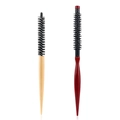 Zwei Rundbürsten mit Holzgriff für Haarstyling und Volumen direkt am Haaransatz - 16mm Holz Rundbürste + 11mm Rotes Holz Aluminiumrohr Bürstenset