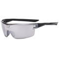 Streamlined outdoor cycling sunglasses with grey lenses and black frame for UV protection - Silver Mirrored