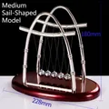 Detail showing Newton's cradle height 180mm and length 228mm in medium sail design - Medium-sized Sail-shaped Billiard Ball (non-perpetual Motion) ♢ / Original Packaging ♢