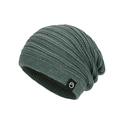 Winter knitted beanie in dark grey-green with thermal lining and side logo label - Mixed Color Green