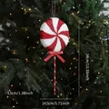 Red and white swirl foam lollipop Christmas tree ornament with a striped bow - Large Candy Style A