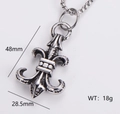 Vintage stainless steel fleur-de-lis pendant necklace dimensions 48mm by 28.5mm - Single Pendant Style 9